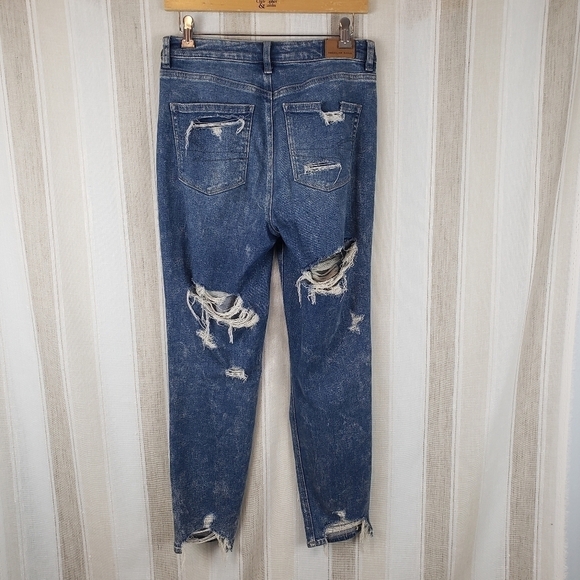 American Eagle Stretch Mom‎ Jeans Shredded Blue Size 4 - Picture 11 of 11